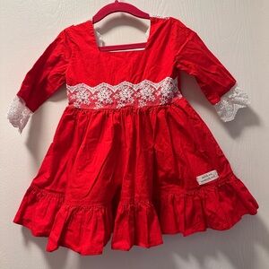 Robyn & Wren 3T Red Cotton and Lace Dress